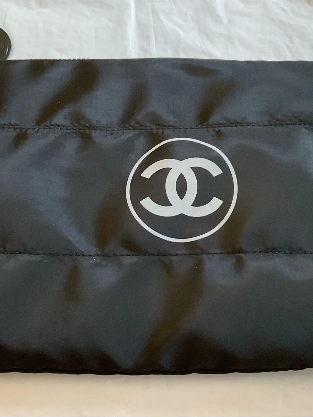 Chanel Beaute Puffy Nylon Gift Makeup Cosmetic Pouch Clutch